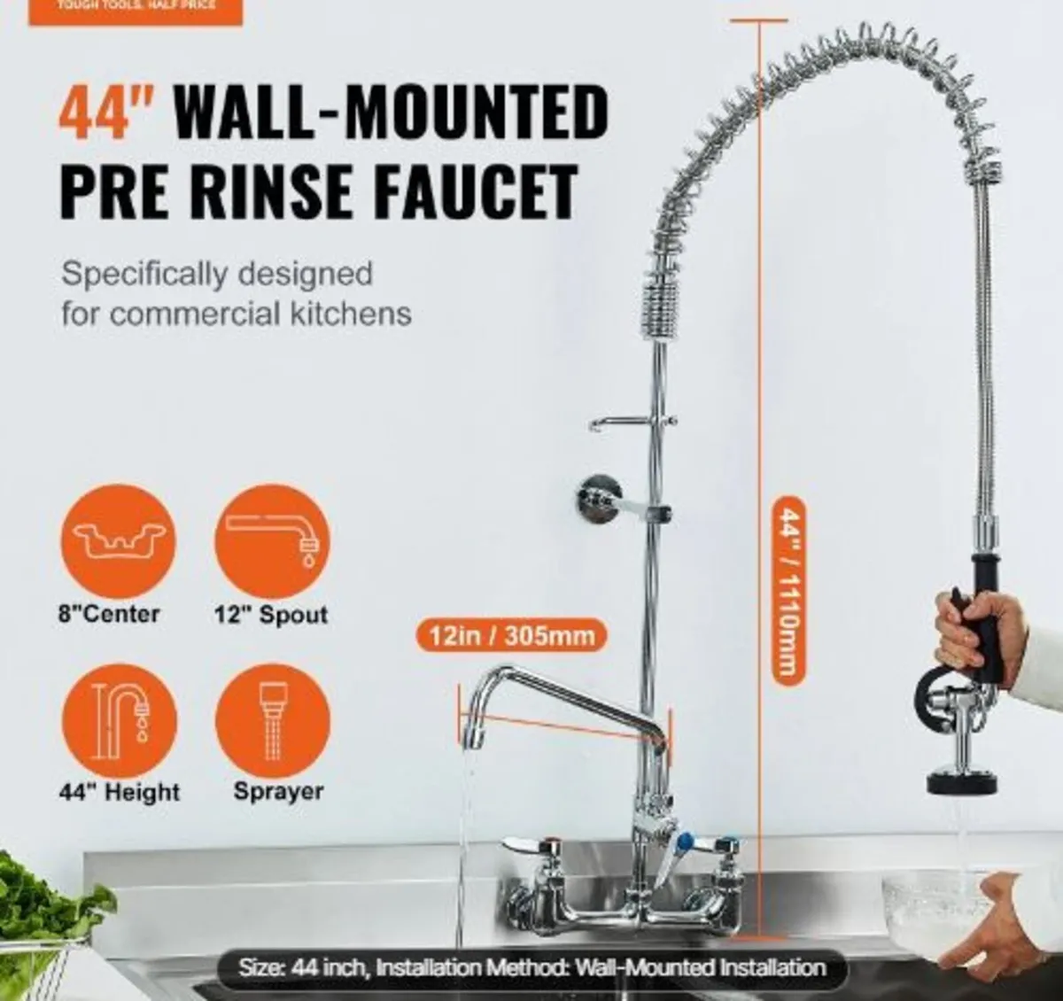 Commercial Faucet with Pre-Rinse Sprayer - Image 2