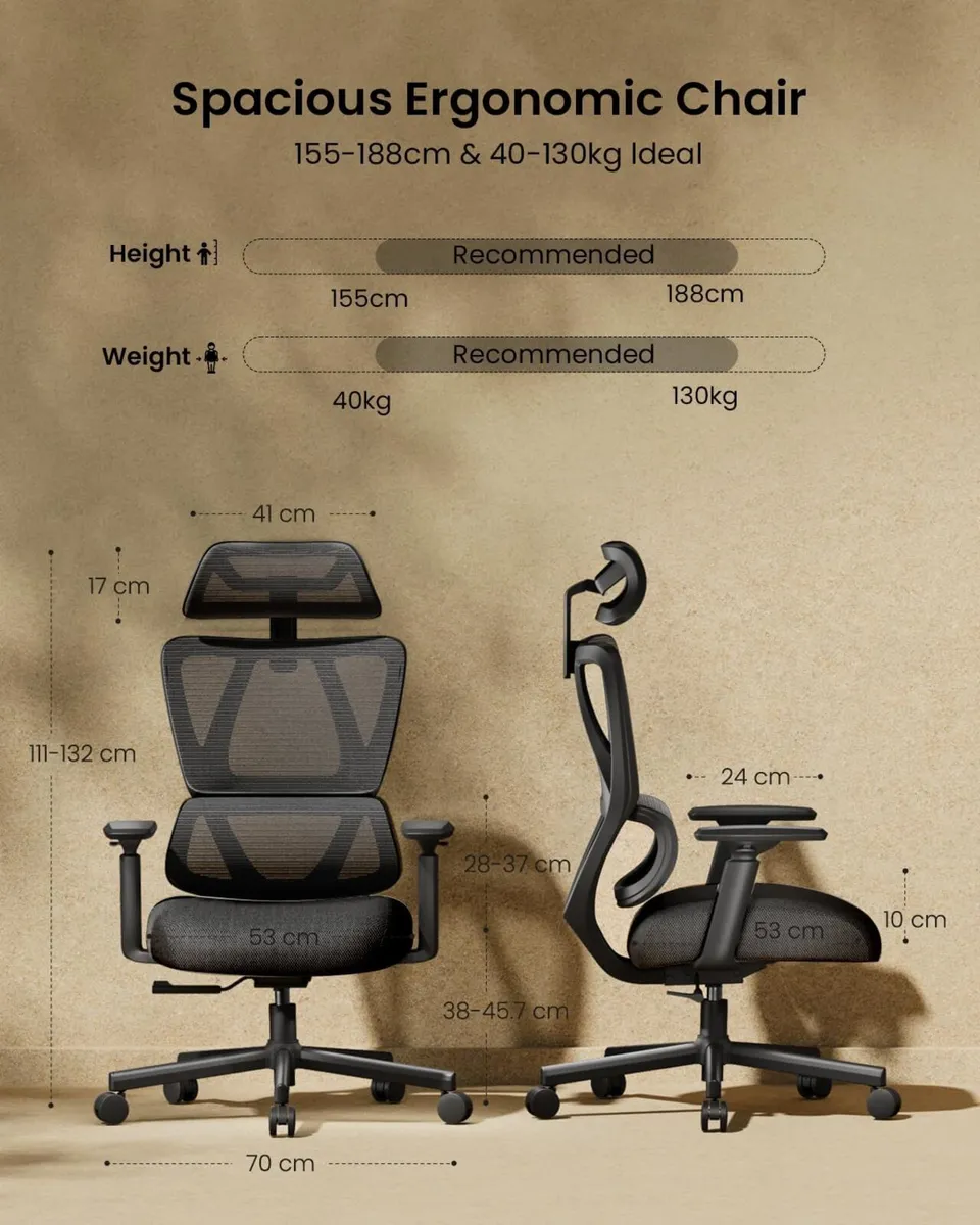 Ergonomic Office Chair with 10CM Spring Cushion - Image 2