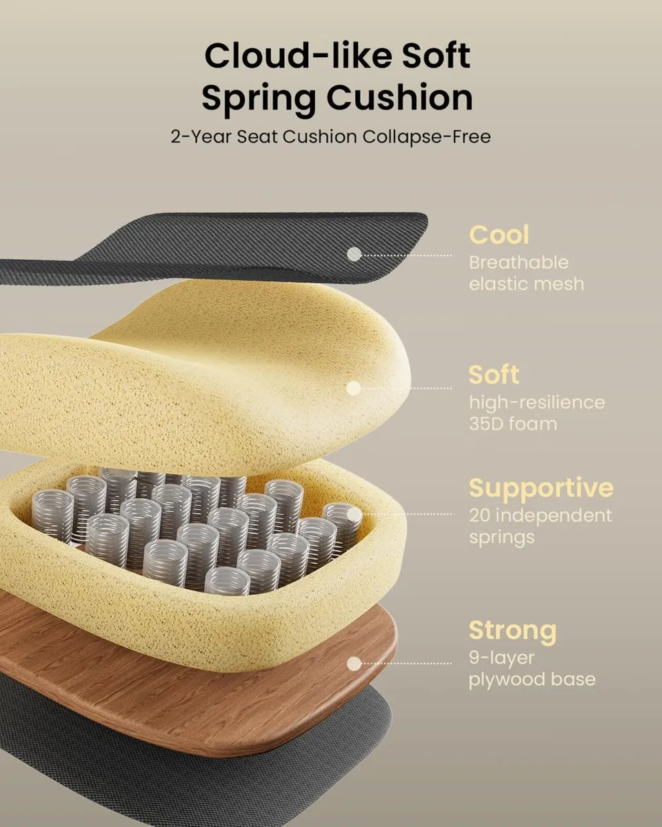 Ergonomic Office Chair with 10CM Spring Cushion - Image 3