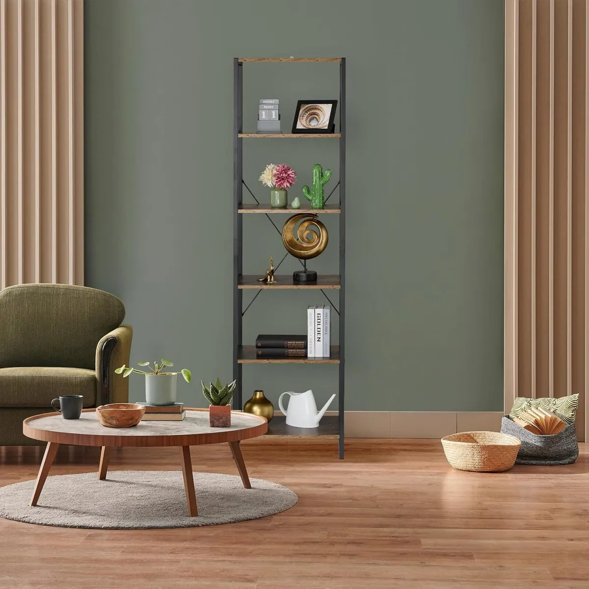 Bookcase with 6 Tiers Industrial Look - Image 2