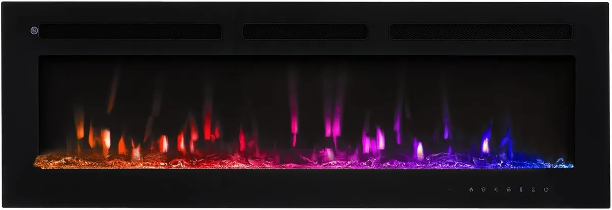 50" Media Wall Electric Fire Mounted Fireplace - Image 1