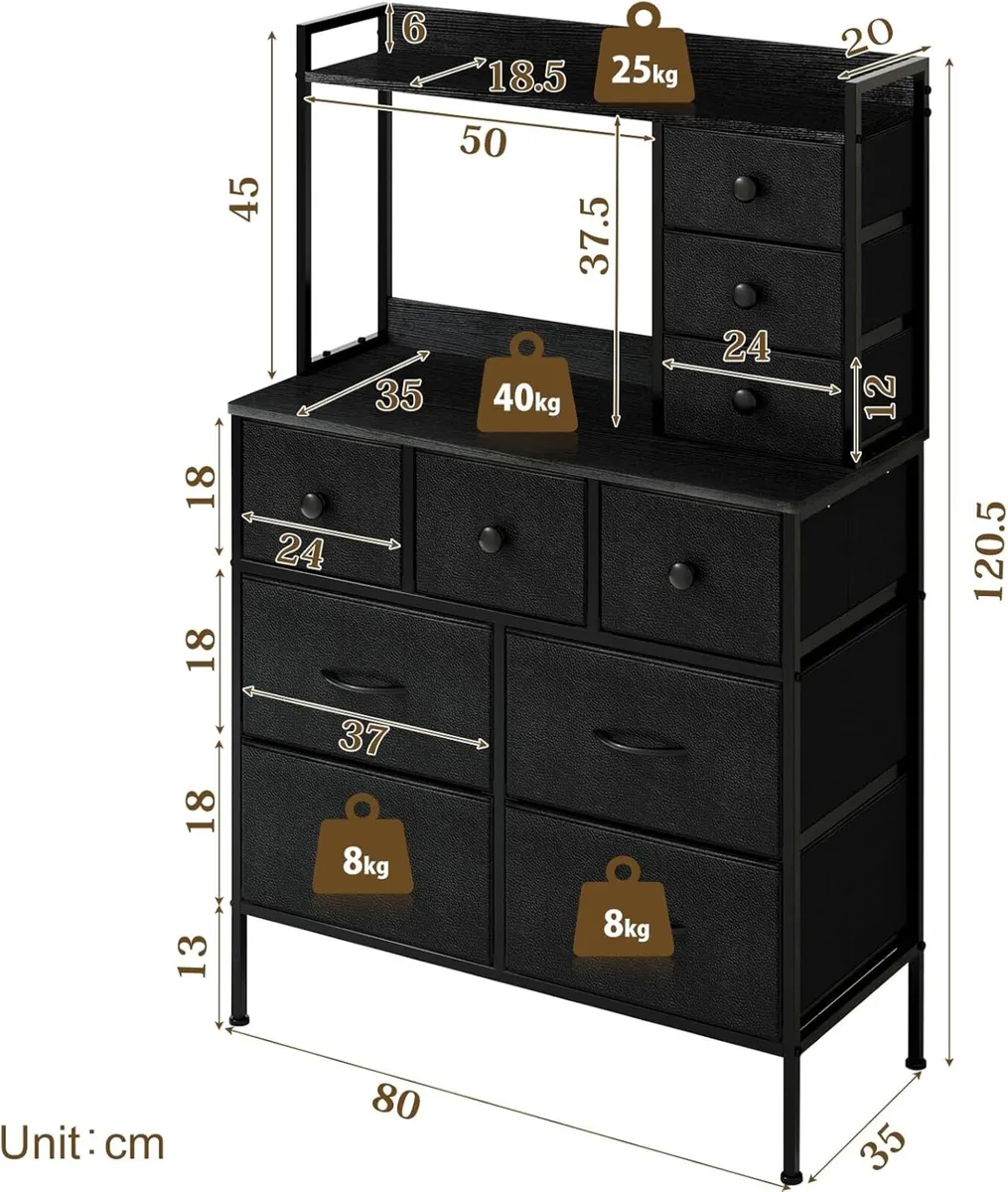 Bedroom Chest of Drawers Fabric Dresser - Image 2