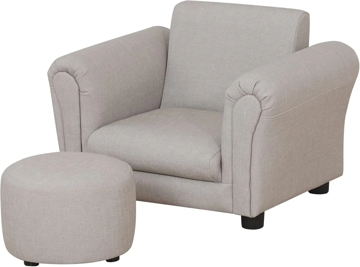 Kids Sofa Chair with Foot Stool Pvc Leather - Image 1
