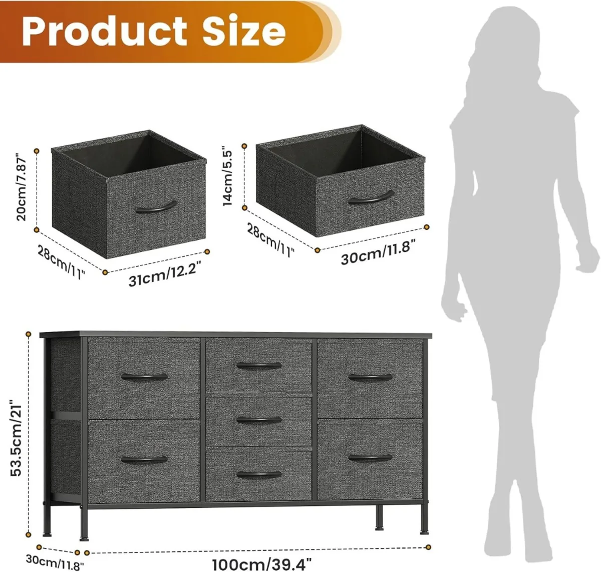 Chest of Drawers Bedroom Dresser with 7 Fabric - Image 2