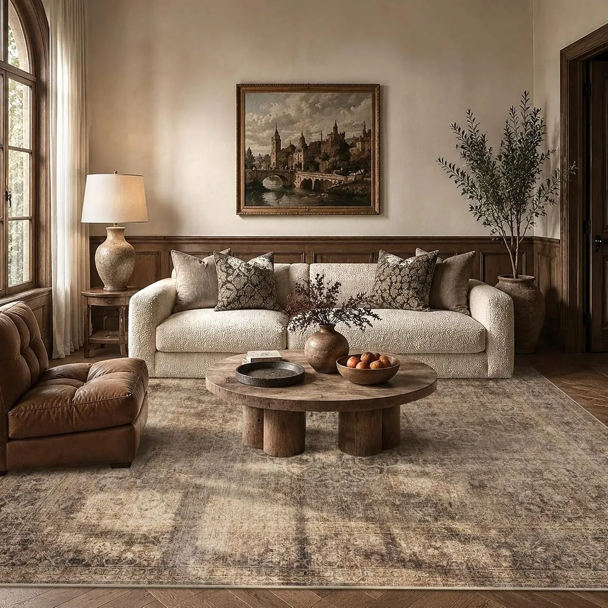 5x7 Vintage Washable Non-Slip Living Room Area Rug - Image 1