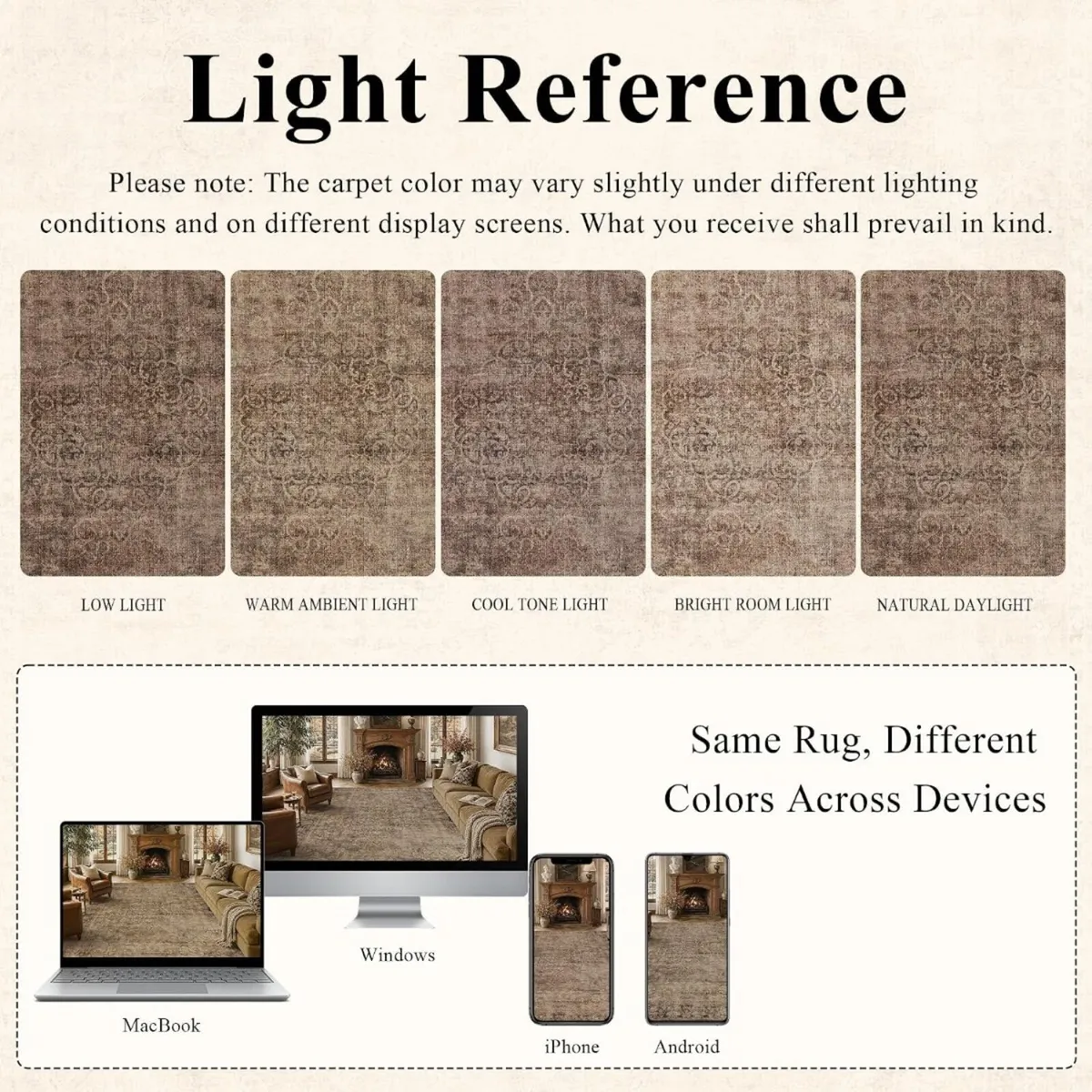 5x7 Vintage Washable Non-Slip Living Room Area Rug - Image 4