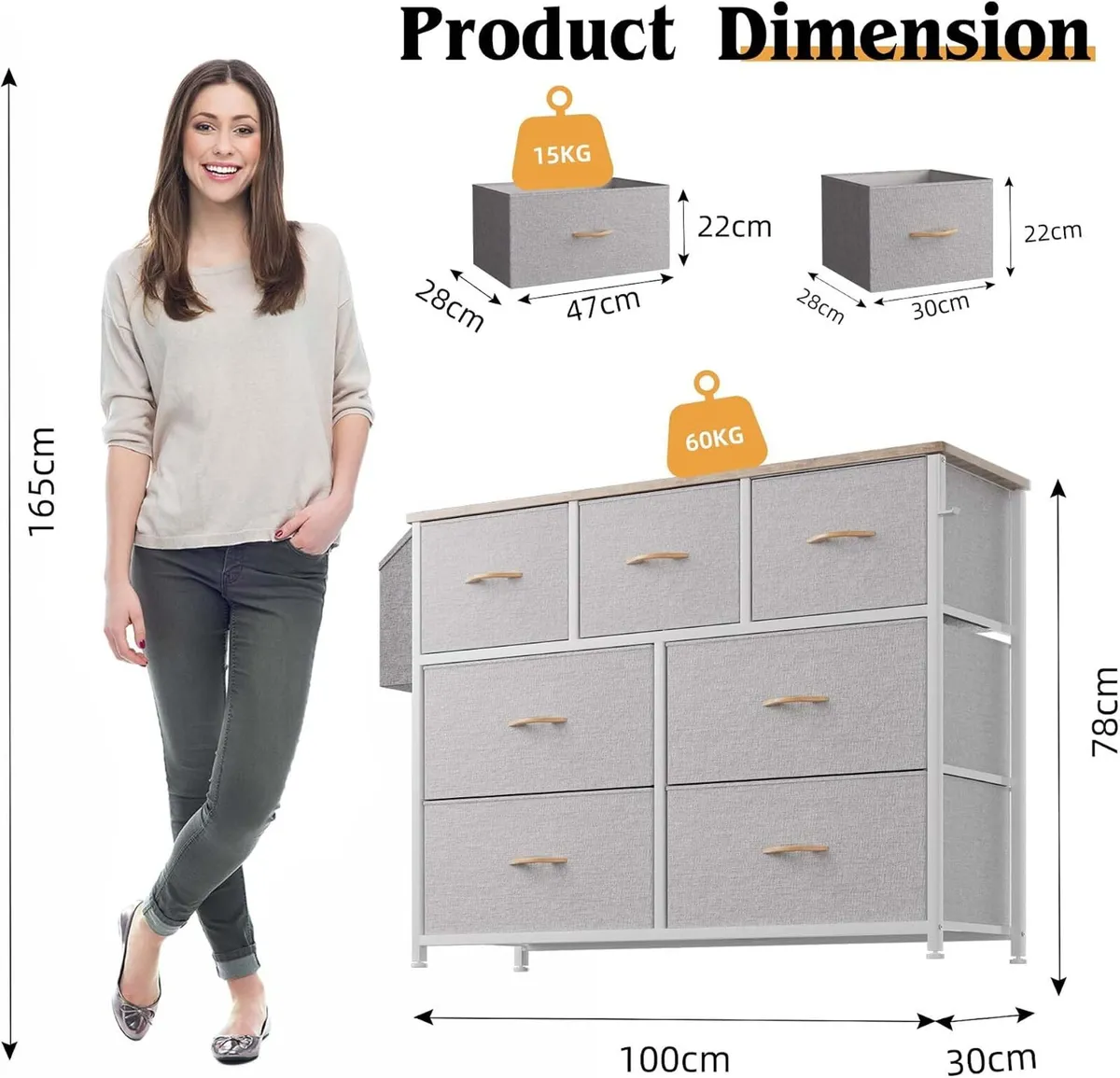 Fabric Chest of Drawers Canvas Storage Unit - Image 3