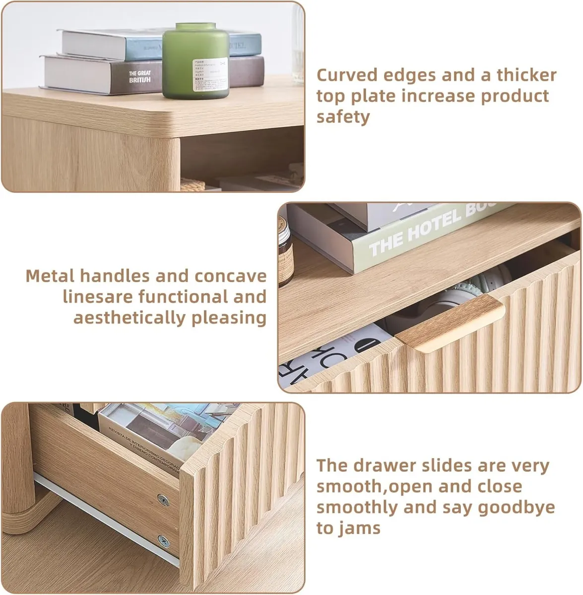 Bedside Table Farmhouse Side with 1 Drawer - Image 3
