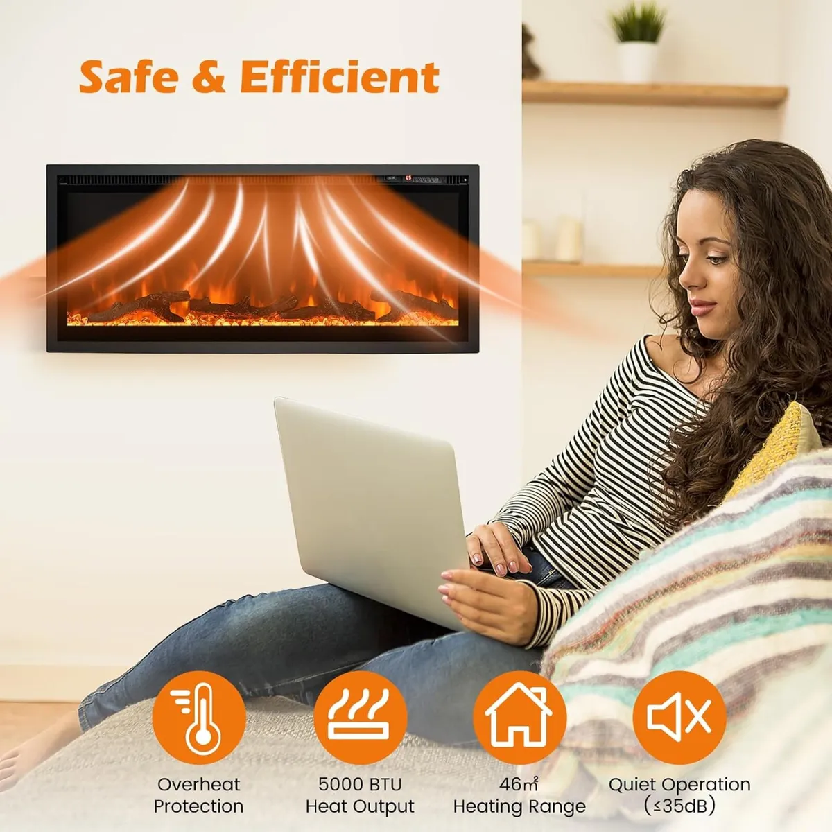 42” 106CM Electric Fireplace Freestanding Wall - Image 2
