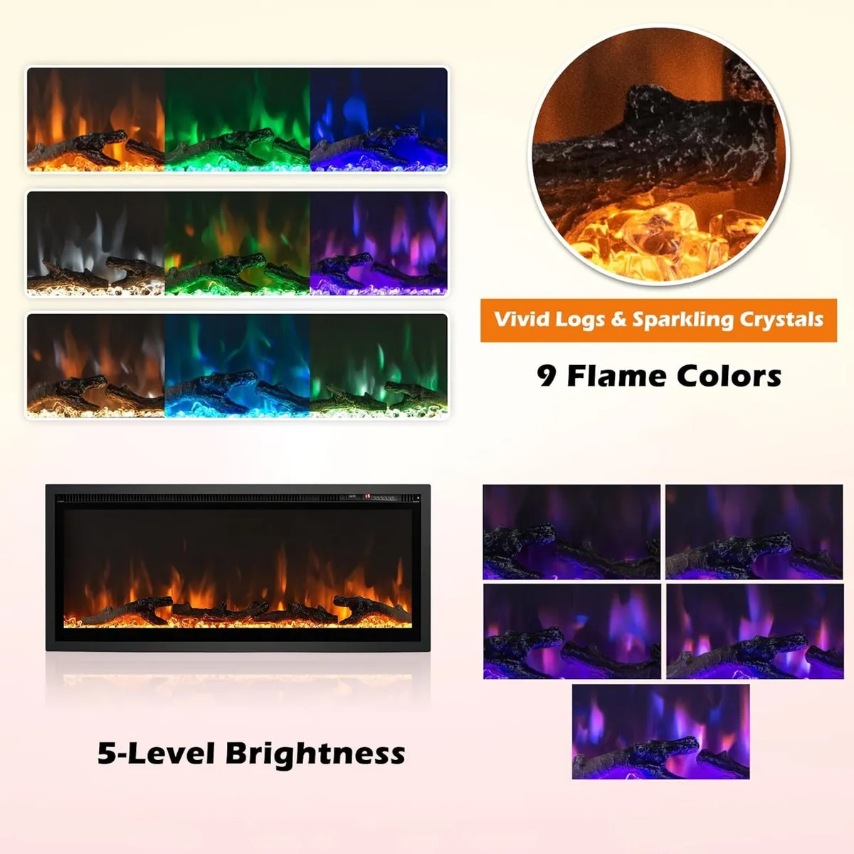 42” 106CM Electric Fireplace Freestanding Wall - Image 3