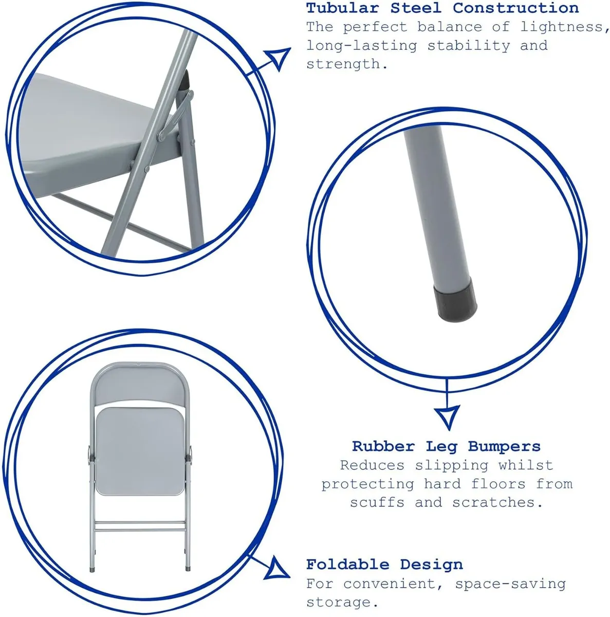 Metal Folding Chairs with Rubber Bumper (6 Pack) - Image 4