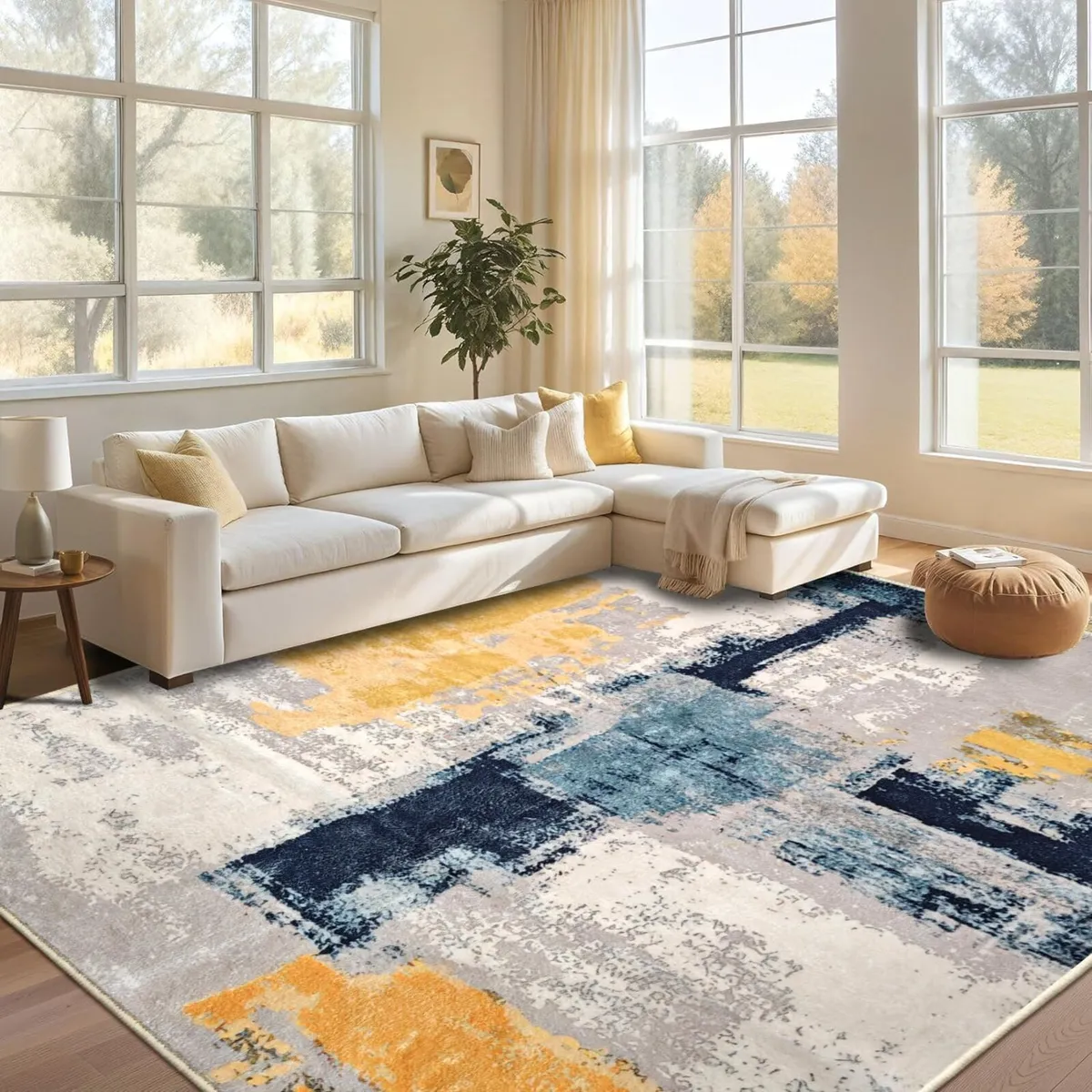 Abstract Area Rug for Living Room Washable Non - Image 2
