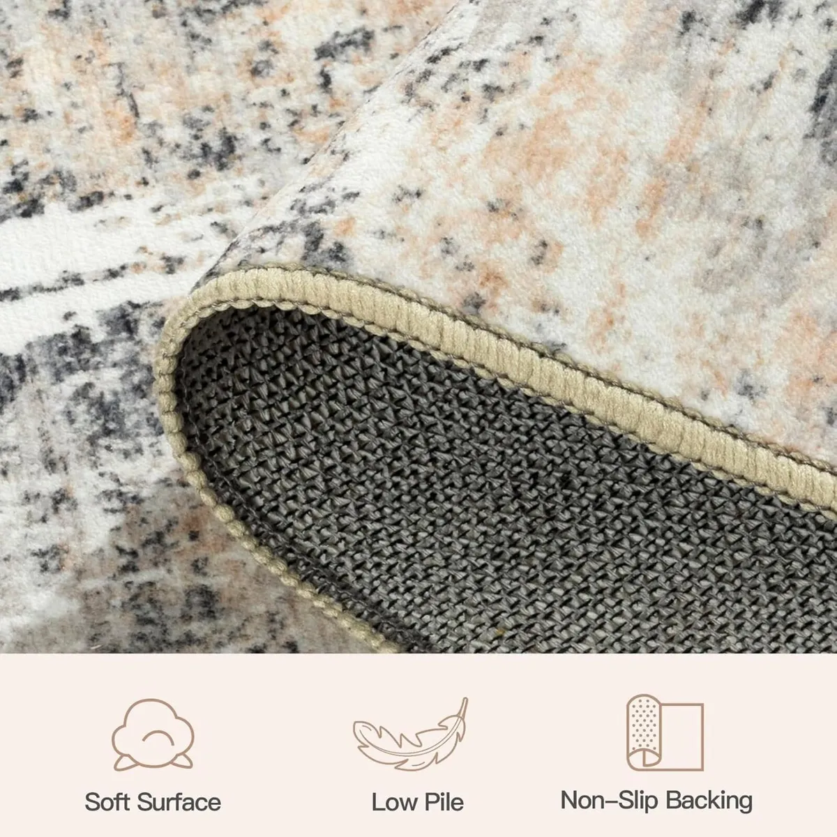 Washable Rug for Living Room Non-Slip Abstract - Image 4