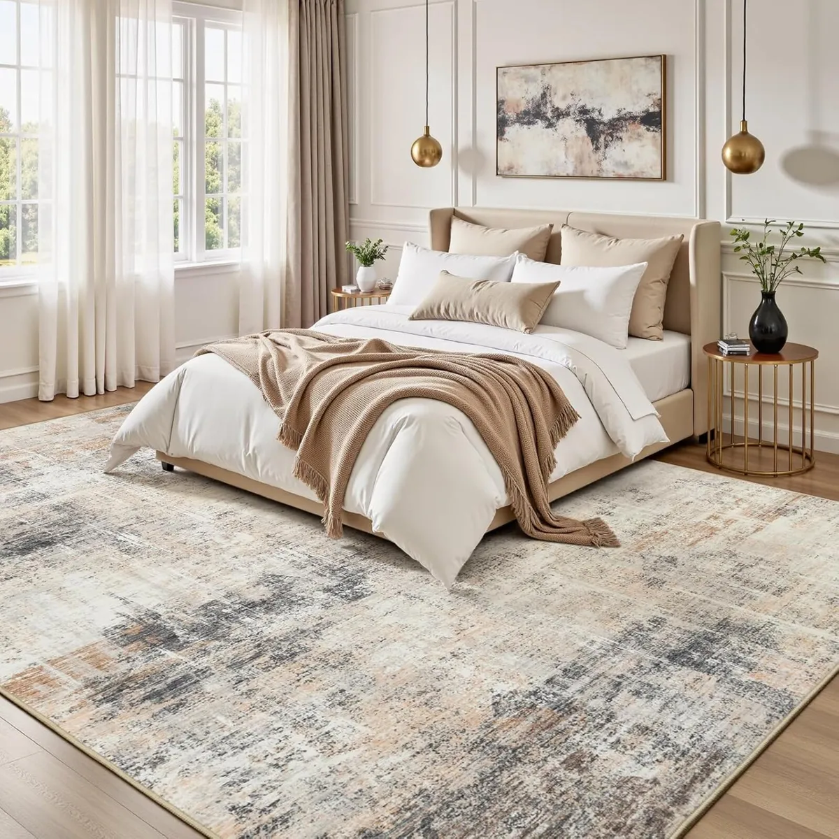 Washable Rug for Living Room Non-Slip Abstract - Image 3