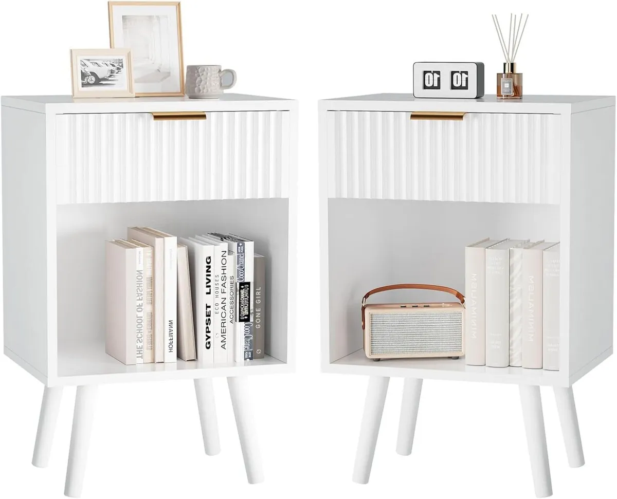 Mid Century Modern Nightstand Side (Set of 2) - Image 1