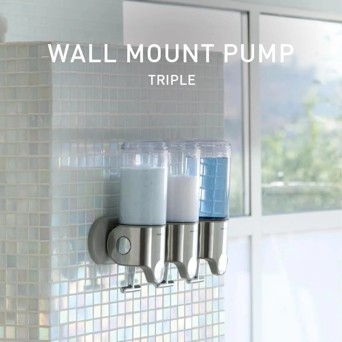 444ML Triple Wall Mounted Soap Dispenser Pump - Image 2
