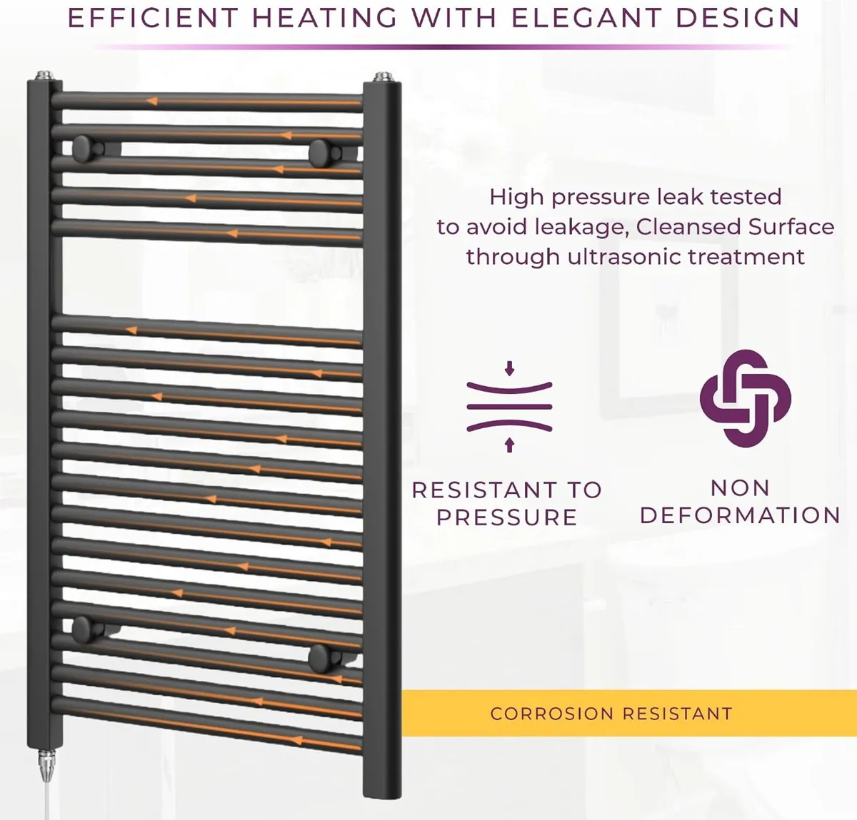 Newark Electric Heated Towel Rail Wall Mounted - Image 3