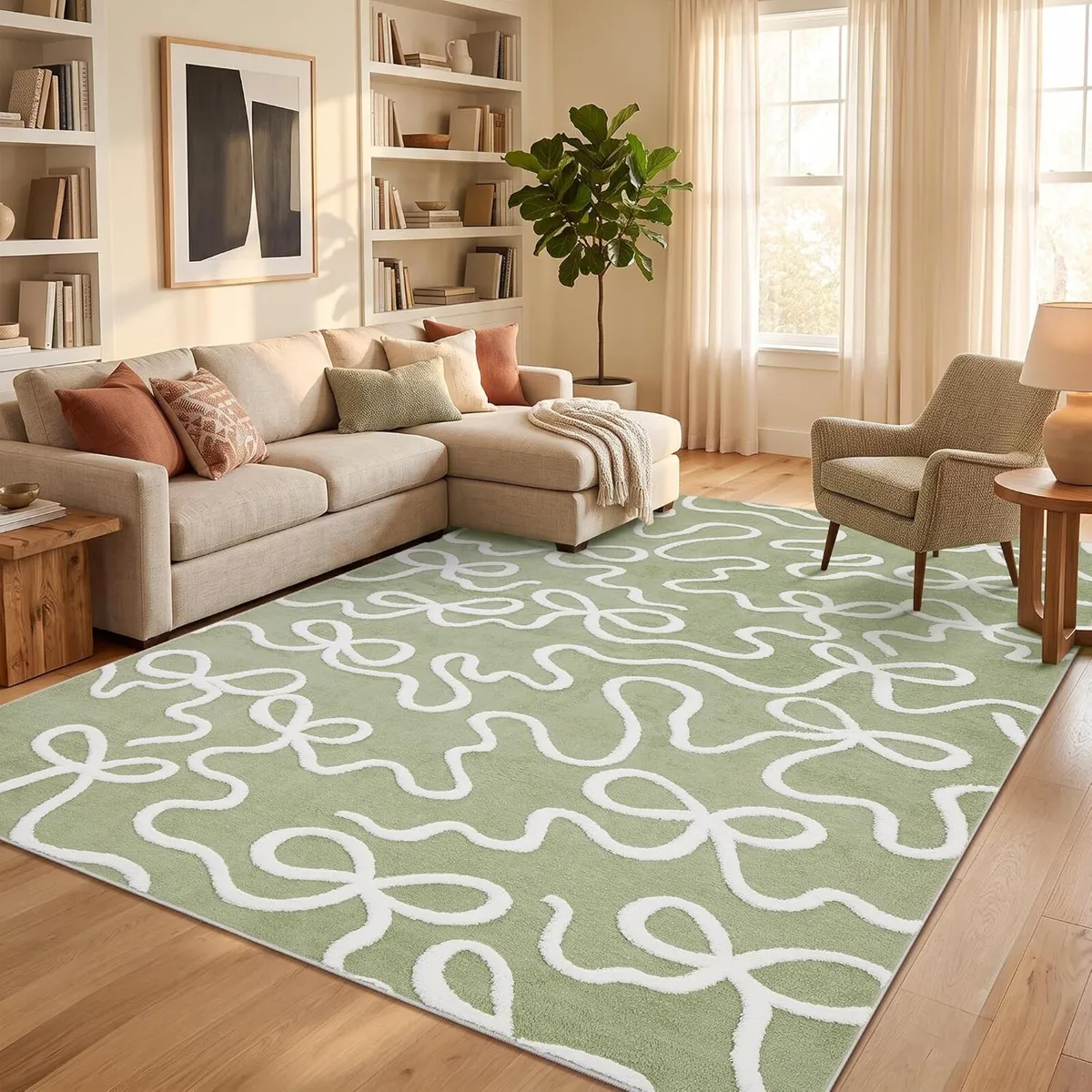Area Rug Washable Abstract Living Room - Image 1