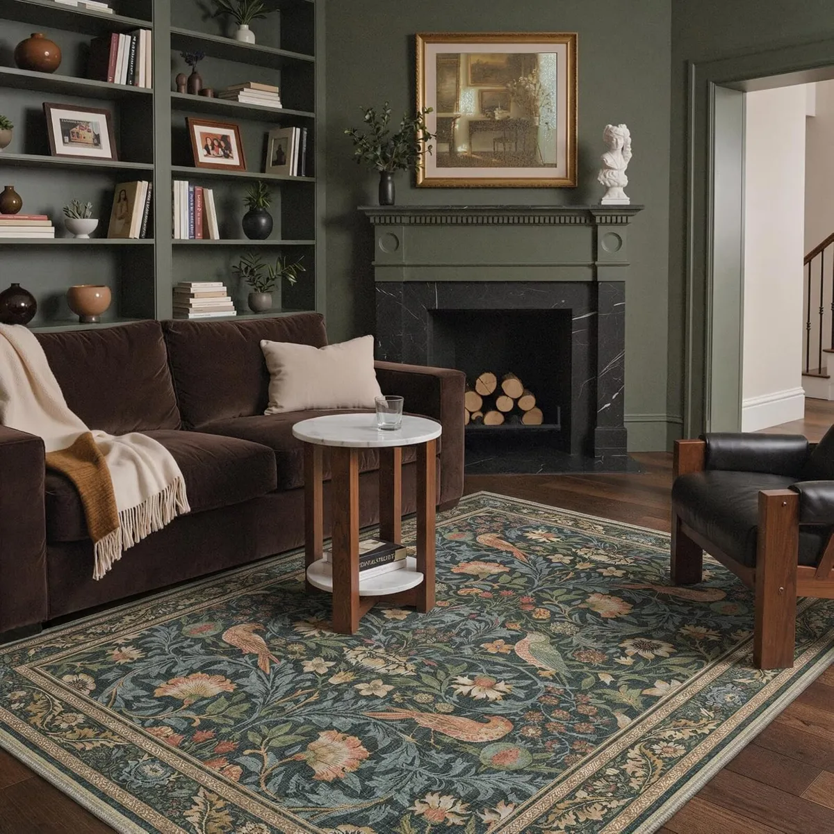 Botanical Large Rug Washable Non Slip Carpet - Image 1