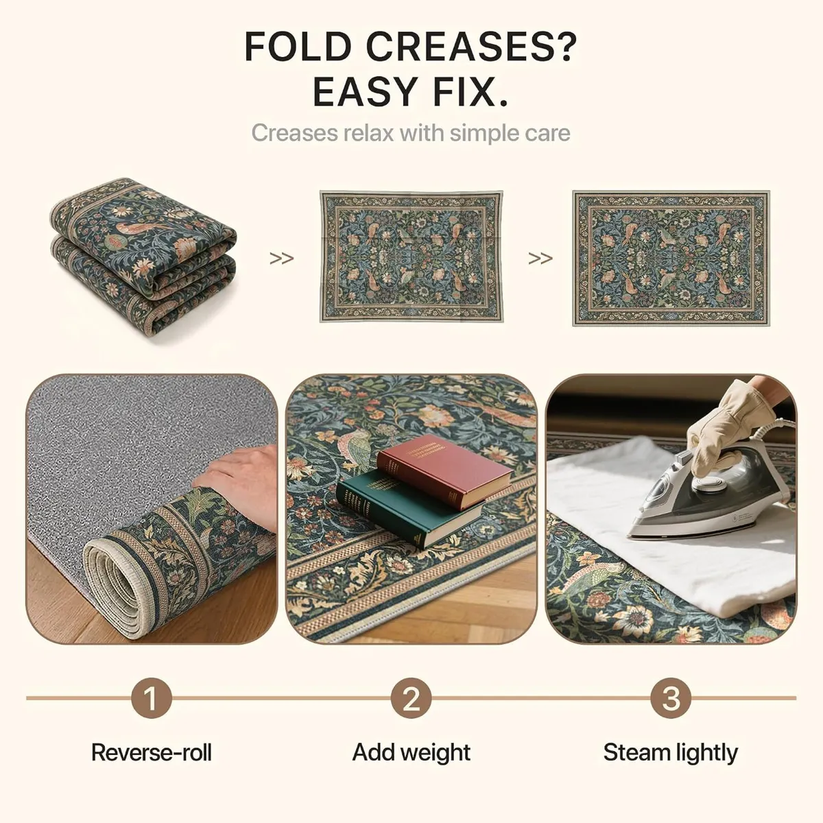 Botanical Large Rug Washable Non Slip Carpet - Image 2