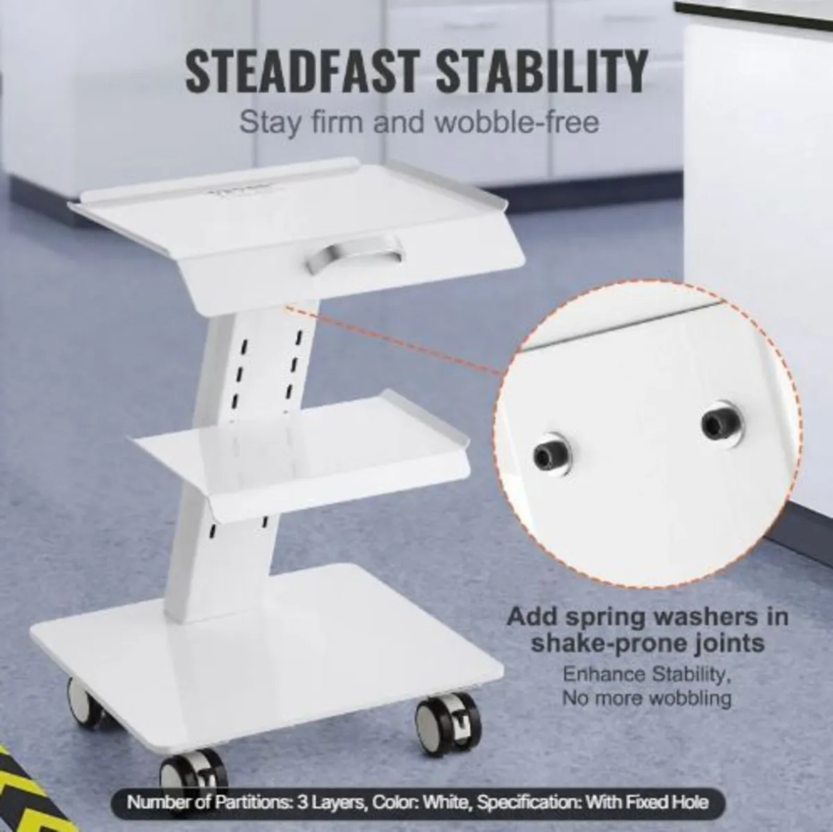 Lab Trolley, 3-Layer Rolling Lab Cart - Image 4
