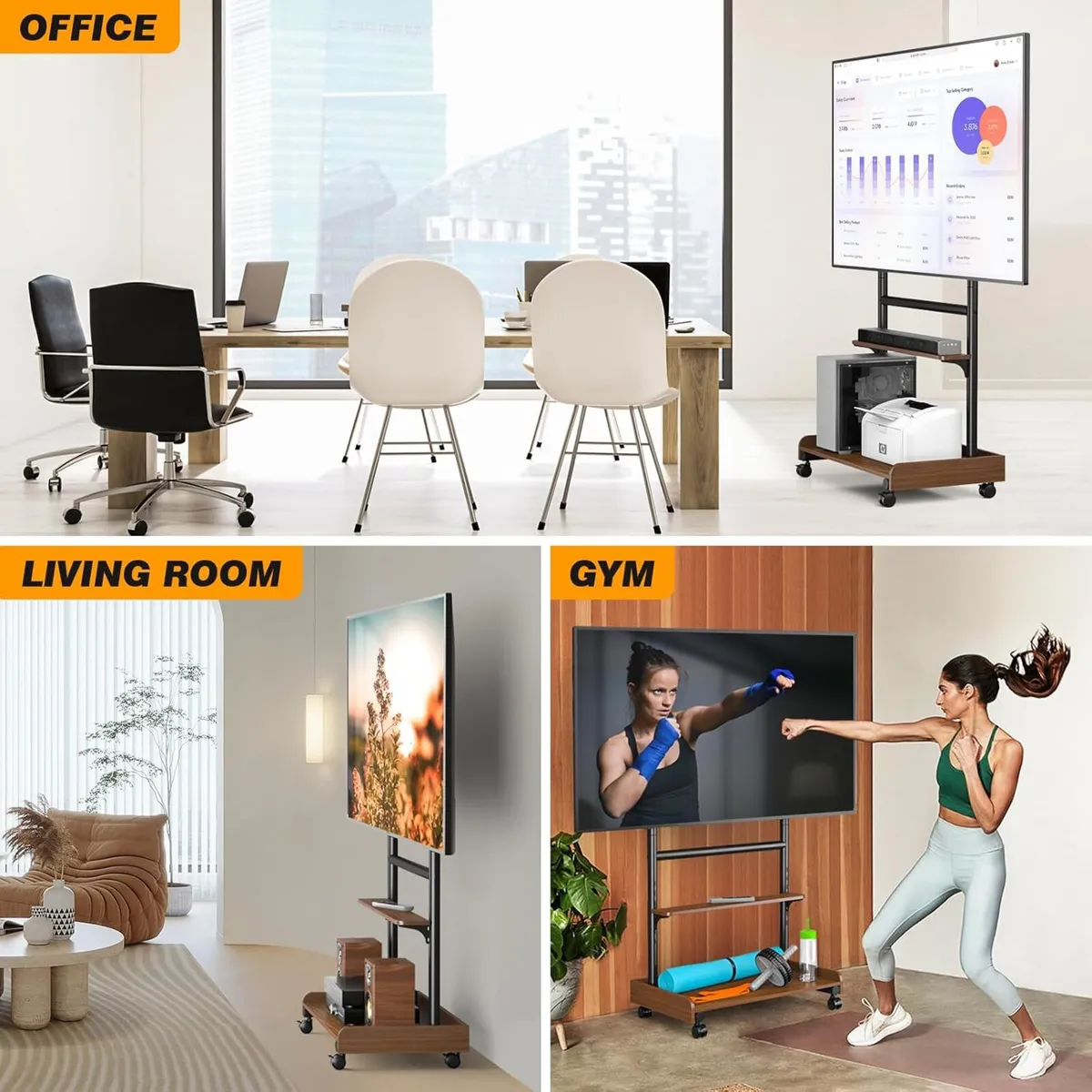 TV Stand on Wheels for 40-86 Inch Tvs - Image 2