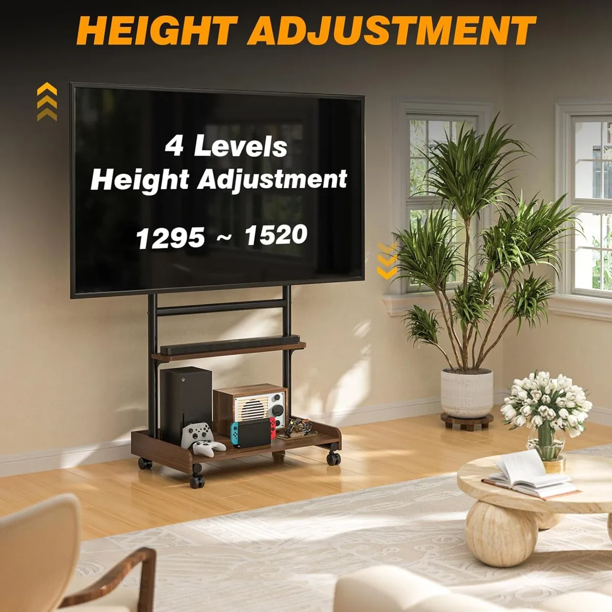 TV Stand on Wheels for 40-86 Inch Tvs - Image 3