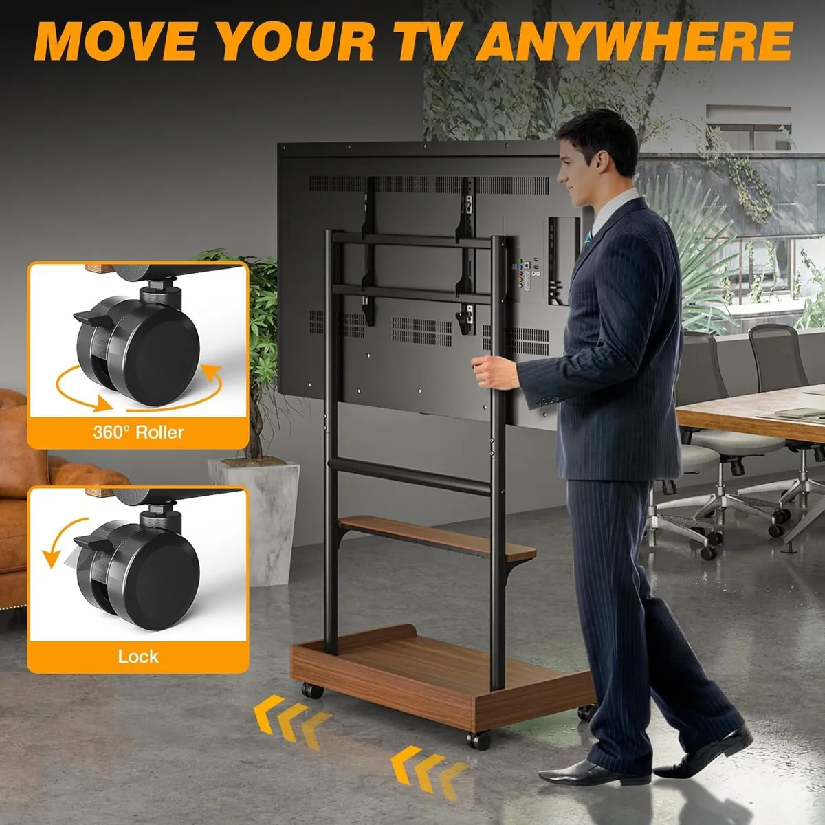 TV Stand on Wheels for 40-86 Inch Tvs - Image 4