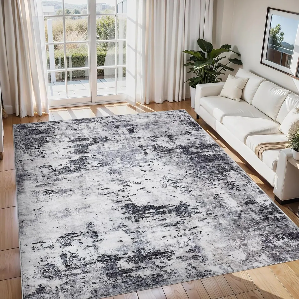 Abstract Rug Living Room Washable Low Pile - Image 1