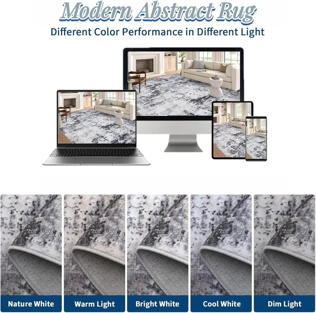 Abstract Rug Living Room Washable Low Pile - Image 4