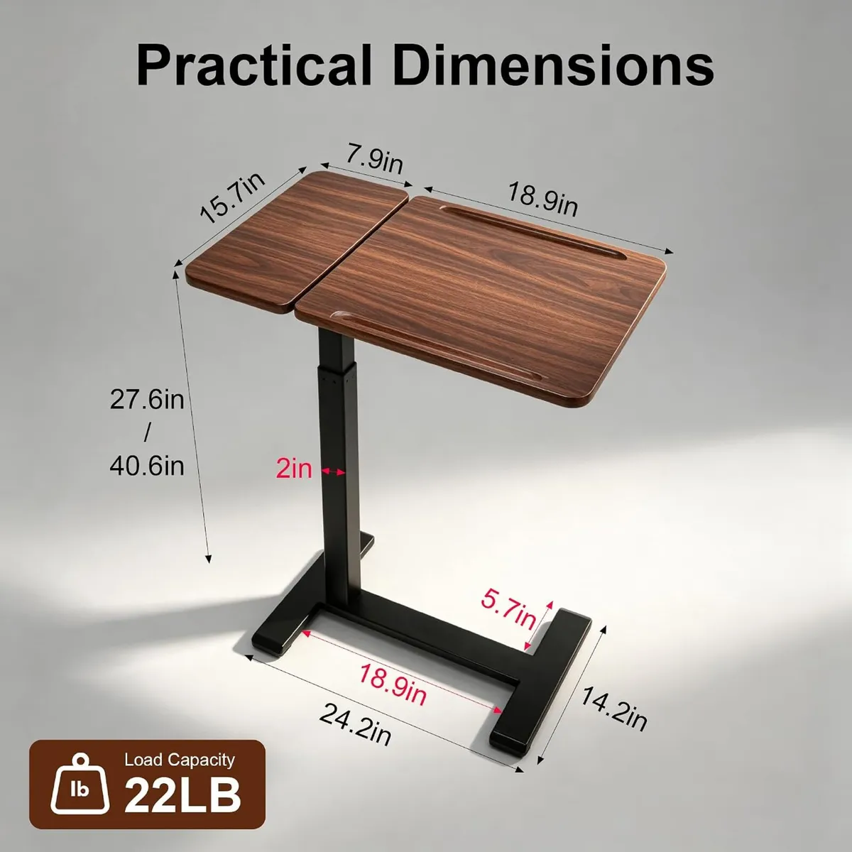Adjustable Tilt Overbed Standing Side Table - Image 2