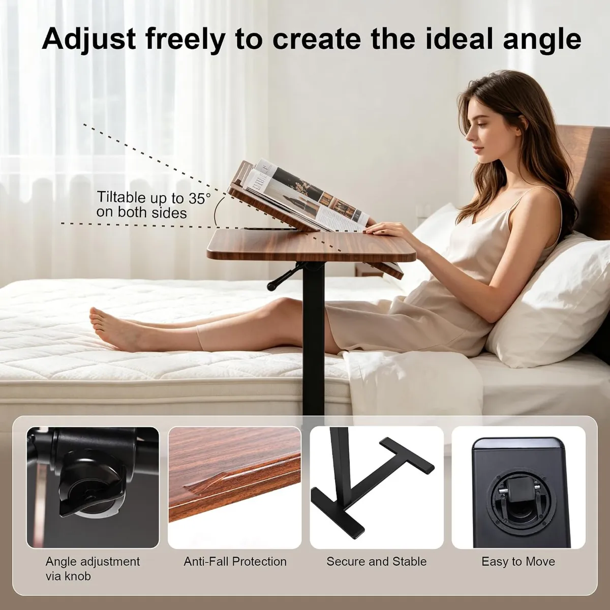 Adjustable Tilt Overbed Standing Side Table - Image 4