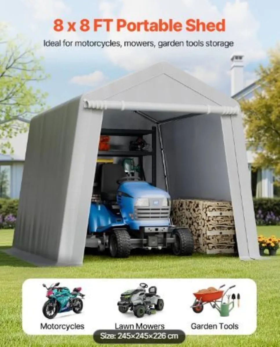 Outdoor Storage Shed, 8 x 8 ft Portable - Image 1