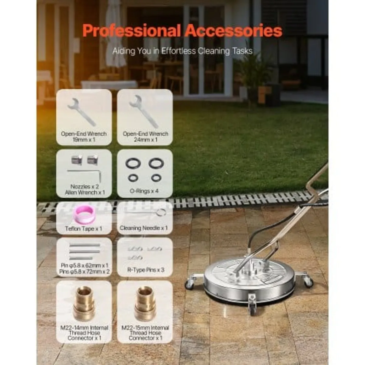 24" Pressure Washer Surface Cleaner, Stainless Ste - Image 4