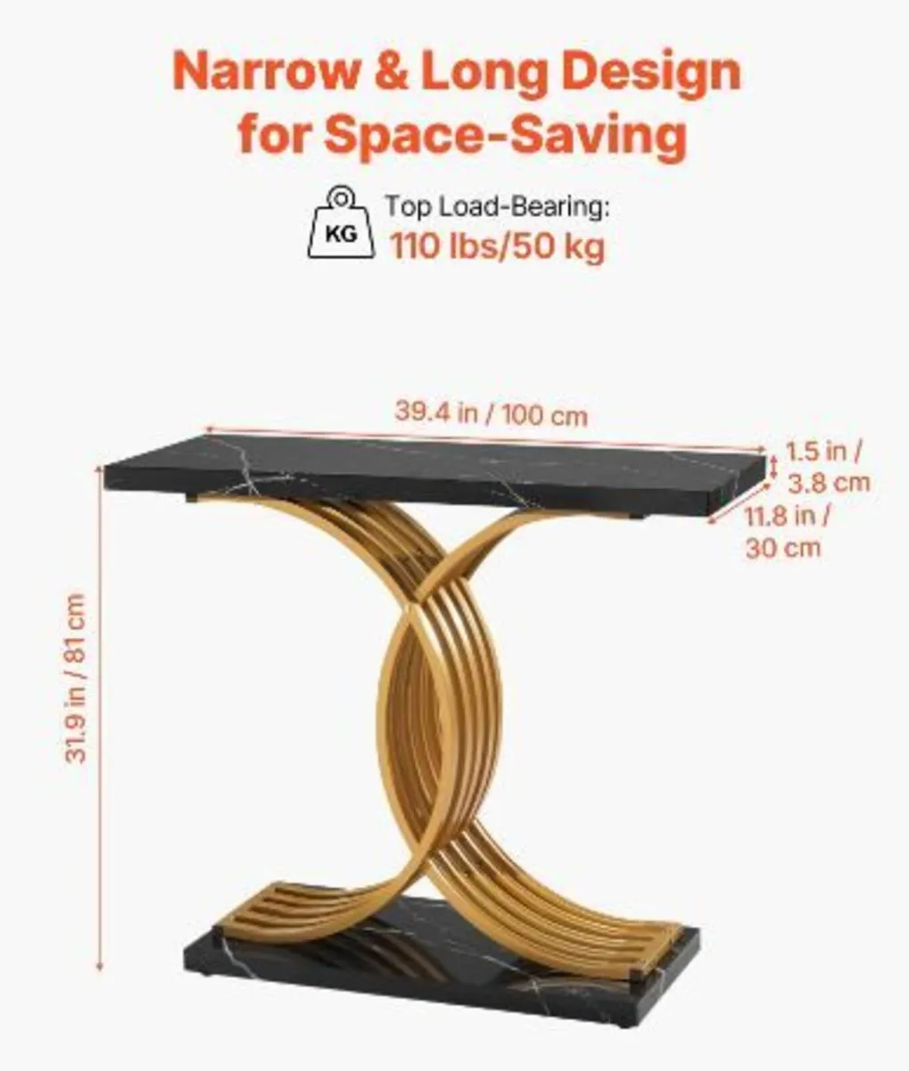 100 cm Gold Console Table - Image 1