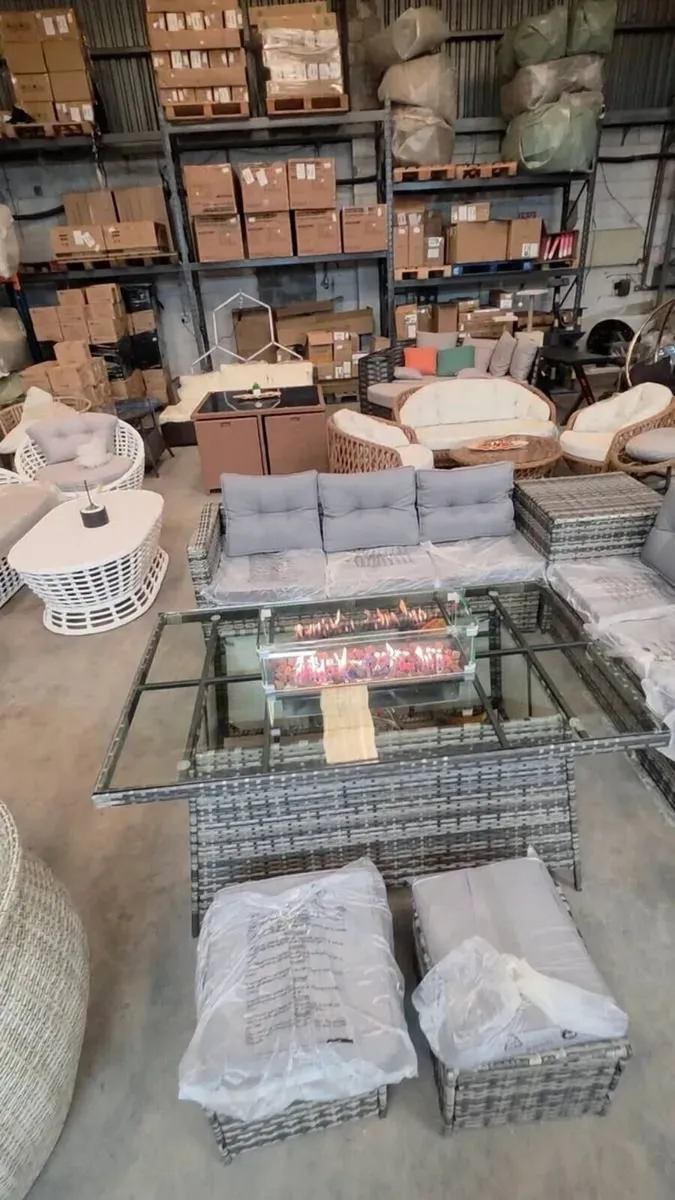 L shape garden furniture with gas firepit new - Image 3