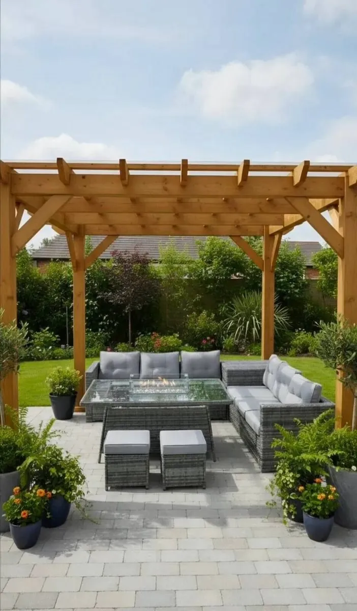 L shape garden furniture with gas firepit new - Image 2