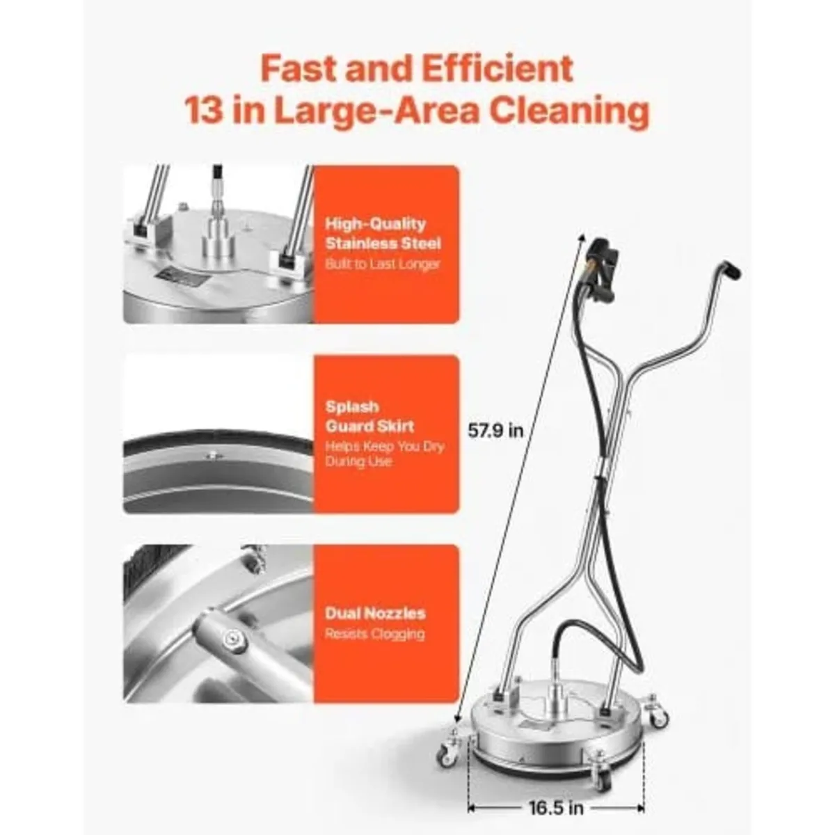 41.9 cm Pressure Washer Surface Cleaner with Wheel - Image 3
