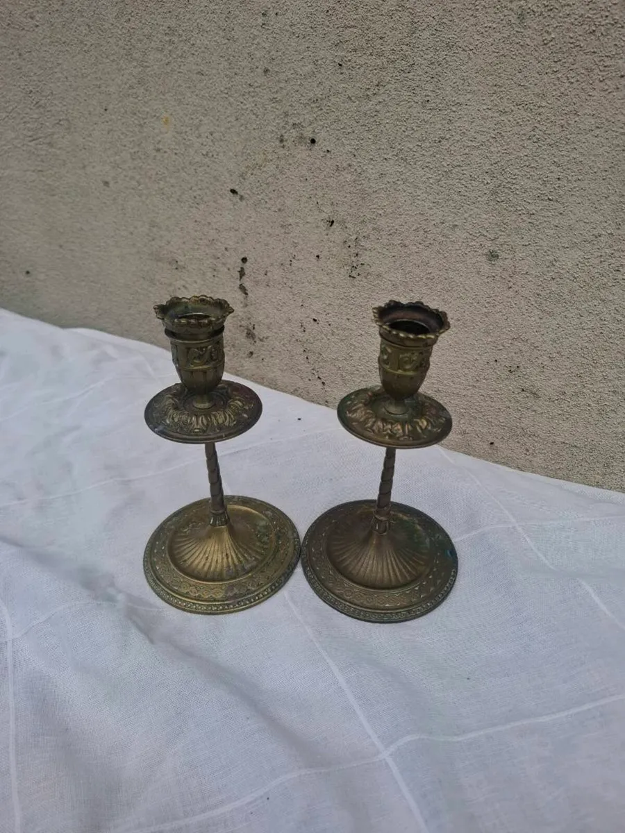 Pair of brass candles holder postage possible