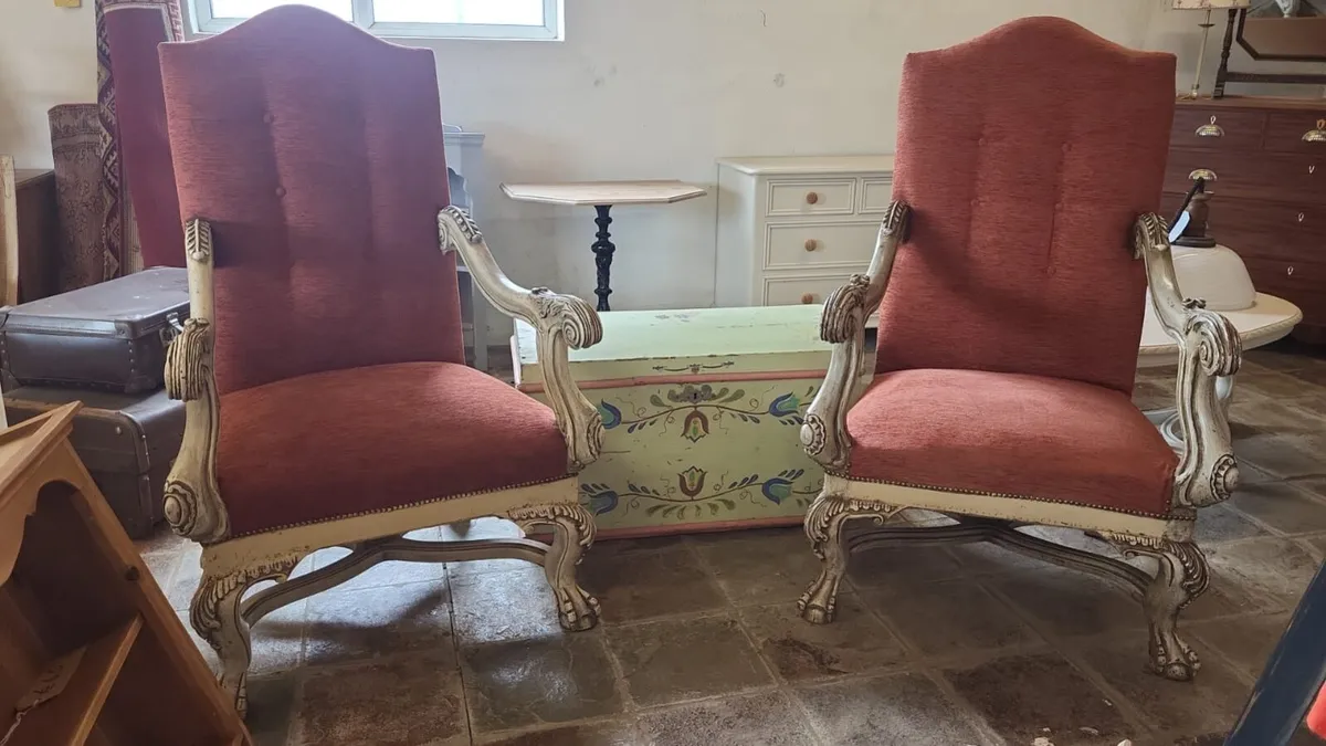 Pair large vintage French chairs - Image 1