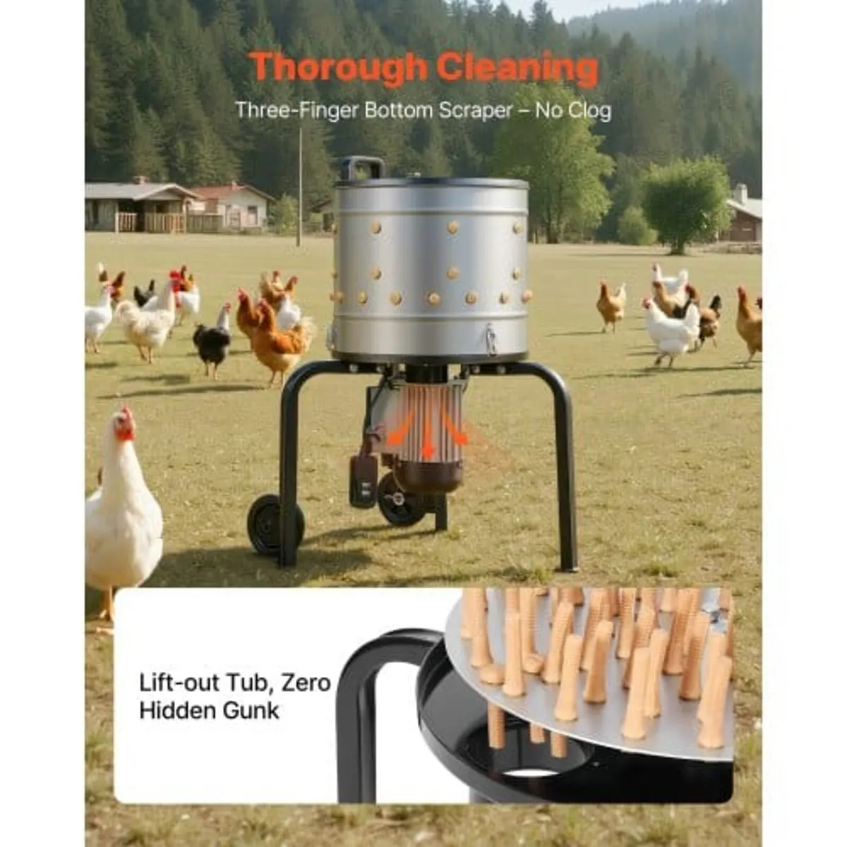 Chicken Plucker Machine, 400mm Drum, 500W & 230RPM - Image 2