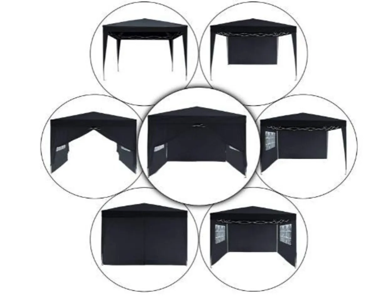 3x3m Folding Waterproof Gazebo with Side Panels - Image 4
