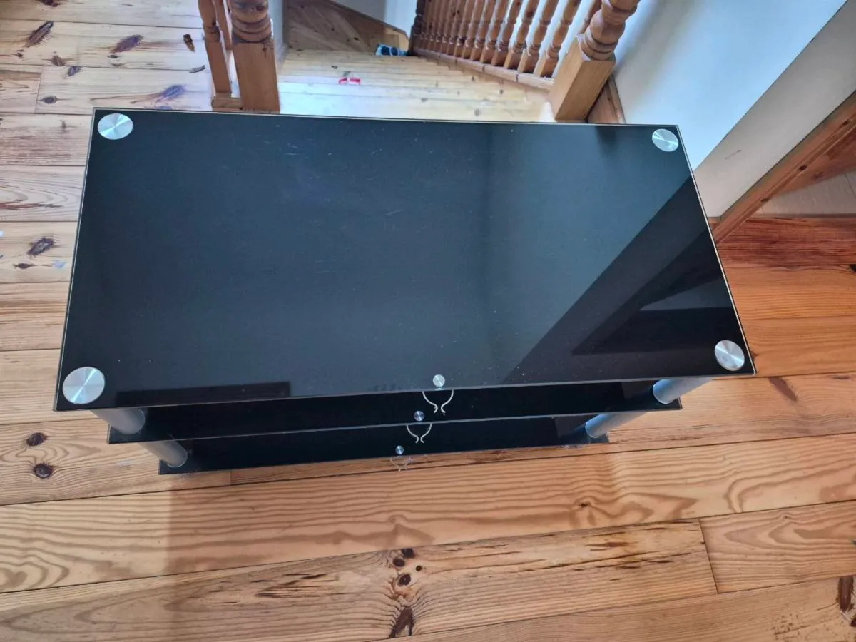 TV stand, black glass - Image 1
