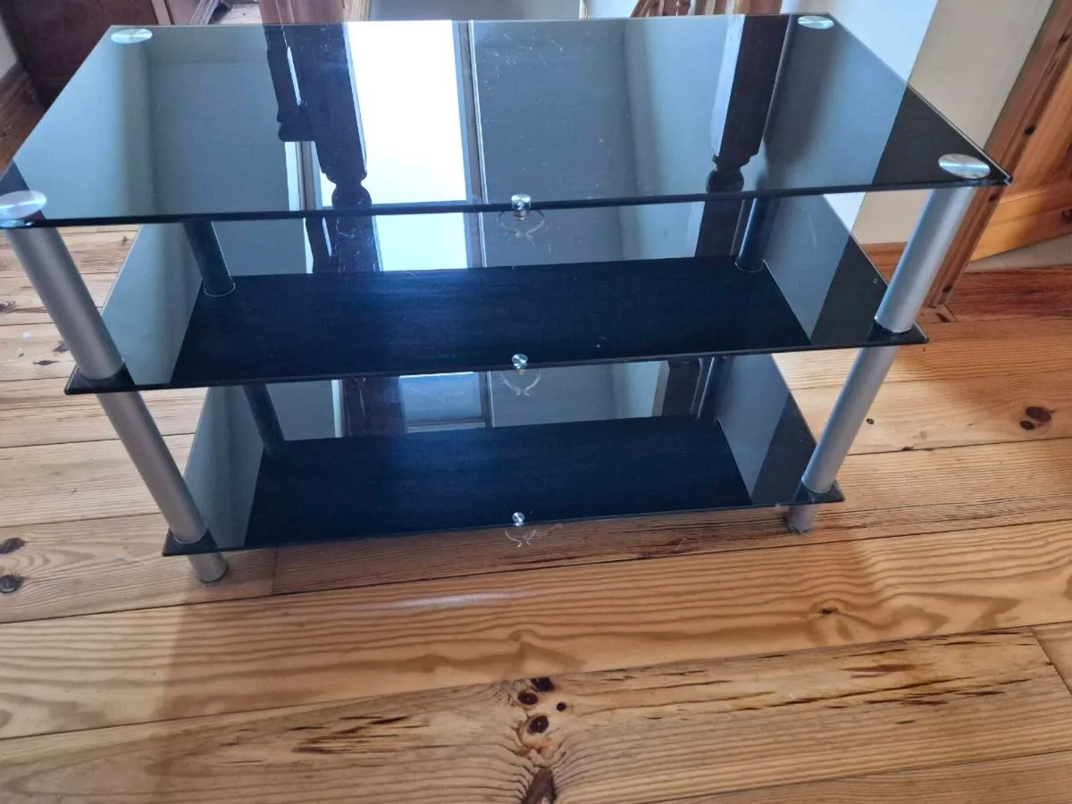 TV stand, black glass - Image 2