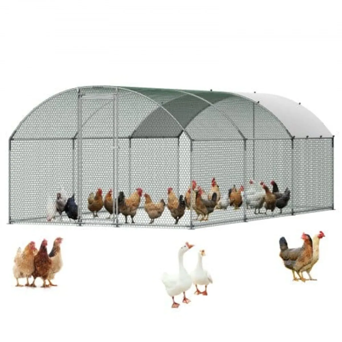 Large Metal Chicken Coop, 3 x 6 x 2 m, Walk-in Chi - Image 1