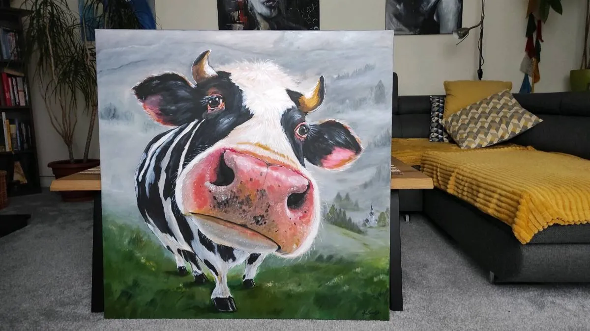 Original Acrylic Painting" Curious Cow" - Image 2