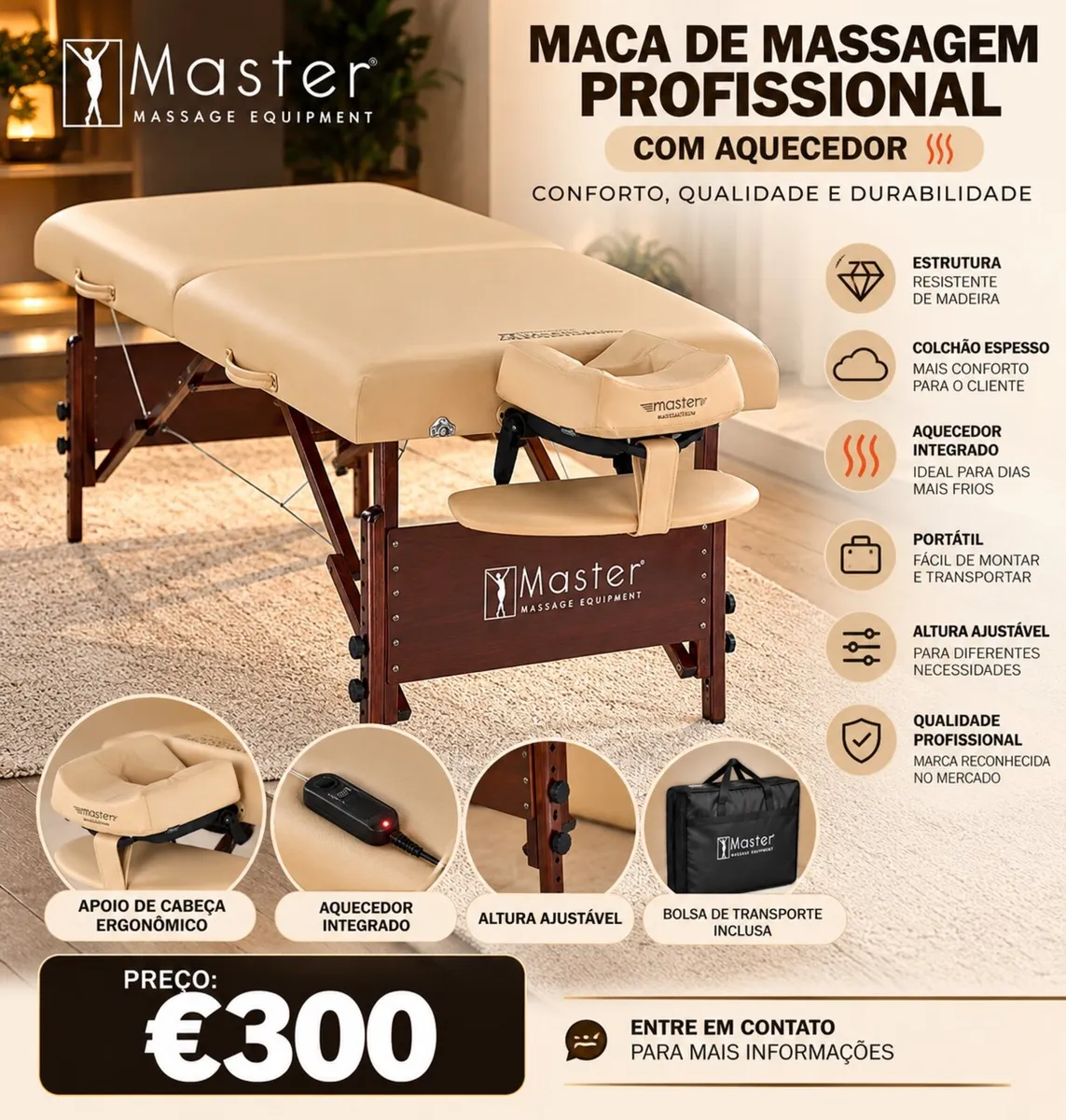 Professional Master Massage Table + Heater – €300 - Image 1