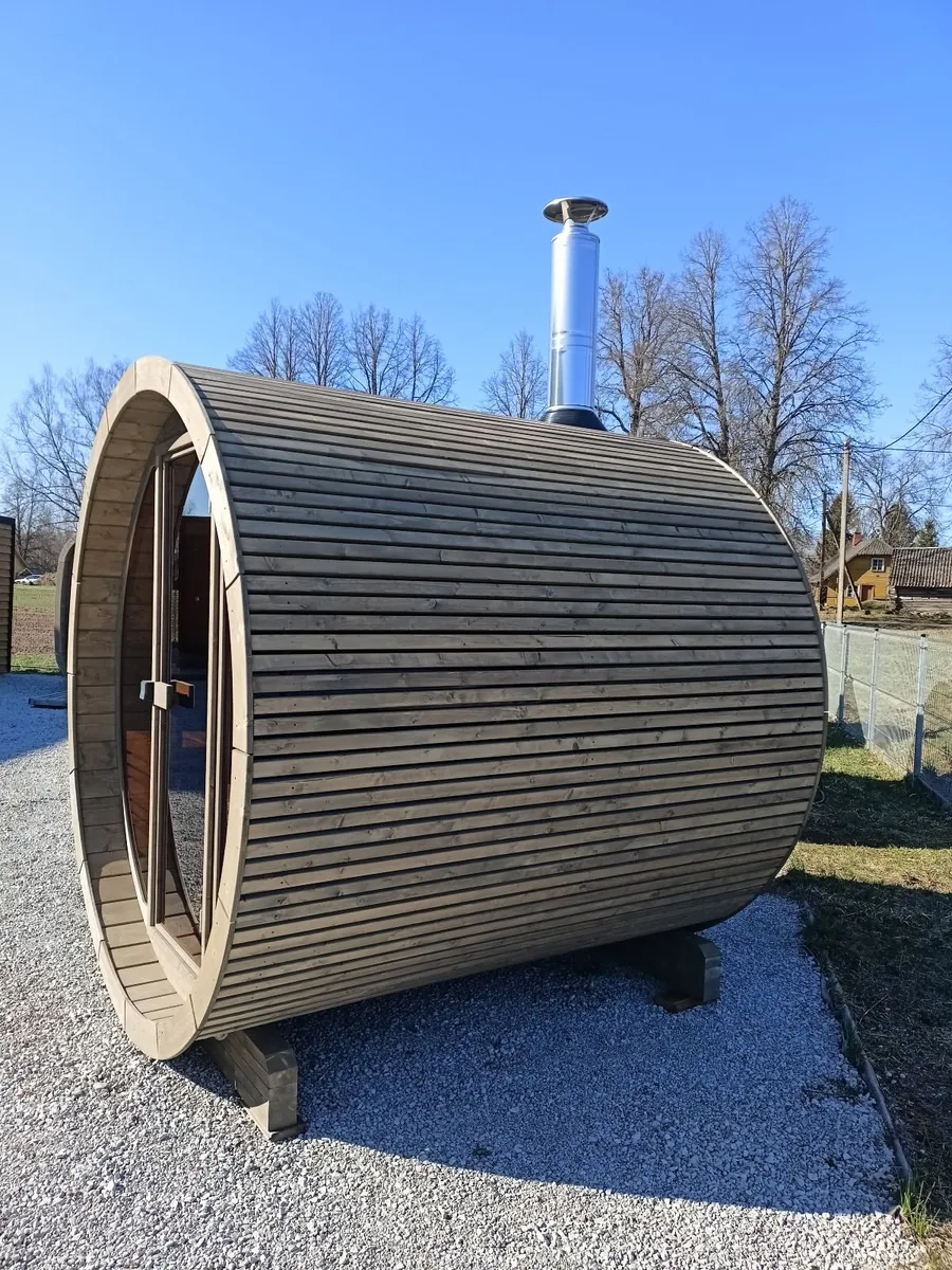 SKOG230 Thermowood Full Glass Design Barrel Sauna - Image 2