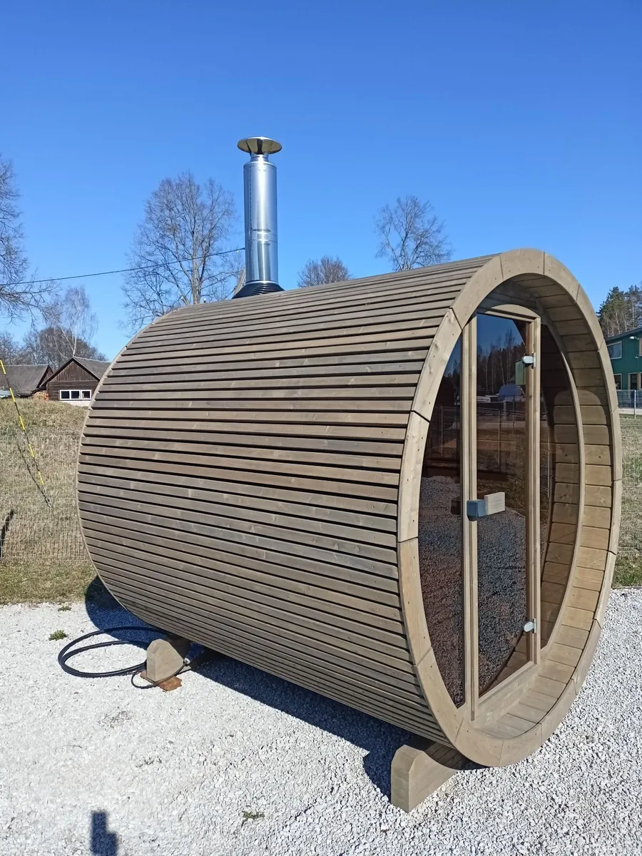 SKOG230 Thermowood Full Glass Design Barrel Sauna - Image 3