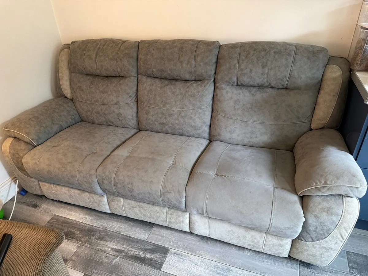 3-Seater Fabric Recliner Sofa - Image 1